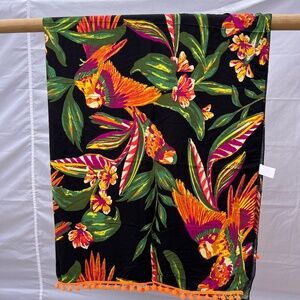 Sarong/Coverup/Canga - Tropical Bird w/Orange Poms